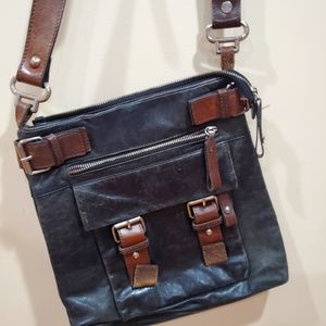 Tano Leather Crossbody Broken in Buckles Brown Black